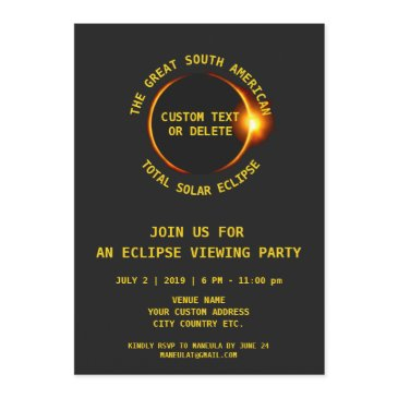 total solar eclipse party 7.2.2019 south america invitation