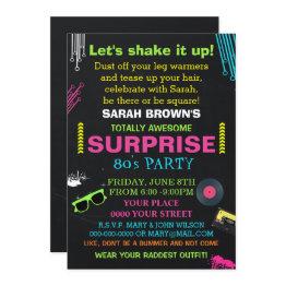 Small Totally Awesome 80s Party Invitation Front View