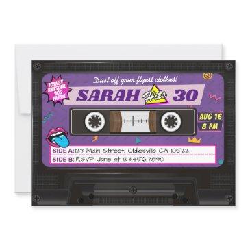 totally awesome 90s cassette birthday party invite