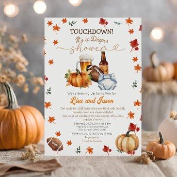 touchdown football pumpkin beer fall diaper shower invitation