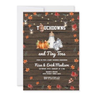 touchdown football tiny toes pumpkin baby shower invitation