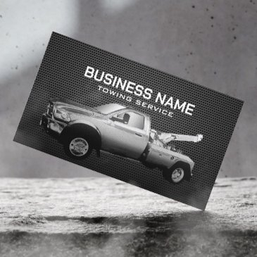 towing service tow truck professional black metal business invitations