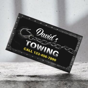 towing truck car hauling service metal framed business invitations