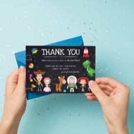 Small Toy Story Chalkboard Birthday | Thank You Invitation Front View