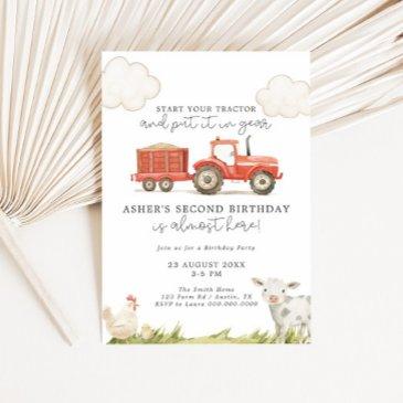 tractor farm birthday invitation
