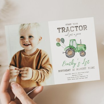 tractor photo birthday invitation | farm