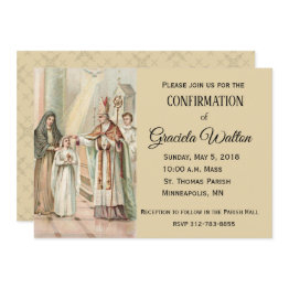 Small Traditional Catholic Confirmation Confirm Invitation Front View