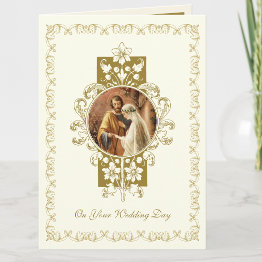 Small Traditional Catholic Vintage Wedding Elegant Invitations Front View