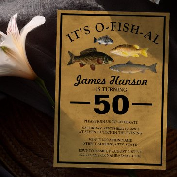 traditional rustic fishing | 50th birthday invitation