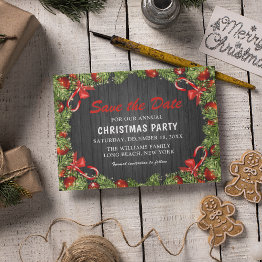 Small Tradtional Rustic Christmas Party | Save The Date Invitation Postinvitations Front View