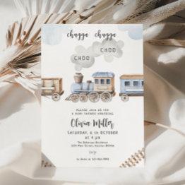 Small Train Baby Shower Invite, Chugga Boy Baby Shower Invitation Front View