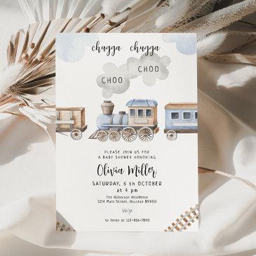 train baby shower invite, chugga boy baby shower invitation