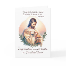 Small Transitional Deacon Ordination Congratulations Invitations Front View