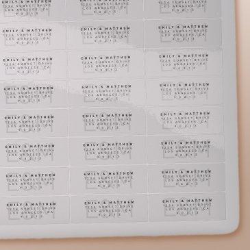 transparent modern monogram wedding return address sticker