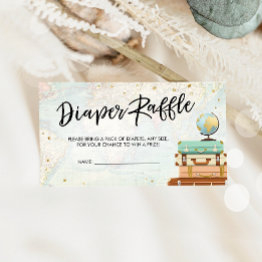 Small Travel Adventure Baby Shower Diaper Raffle Enclosure Invitations Front View