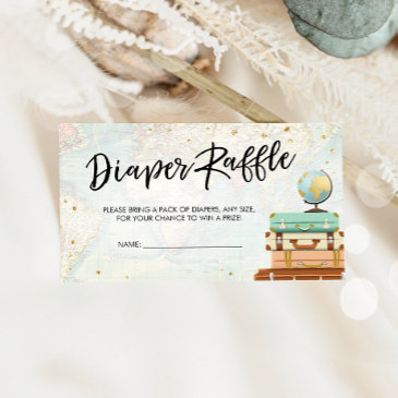 travel adventure baby shower diaper raffle enclosure invitations