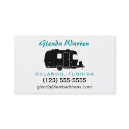 Small Travel Trailer Rv Silhouette Personal Calling Invitations Front View