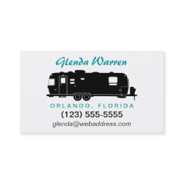 Small Travel Trailer Rv Silhouette Personal Calling Invitations Front View