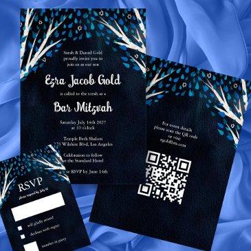 tree of life stars watercolor bat bar mitzvah rsvp invitations