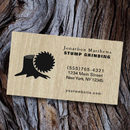Small Tree Saw Stump Grinding Removal Business Invitations Front View