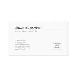 Small Trendy Add Your Logo Elegant White Simple Plain Business Invitations Front View