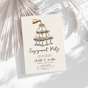 trendy chic hand drawn engagement party invitation