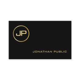 Small Trendy Gold Look Monogrammed Elegant Professional Business Invitations Front View