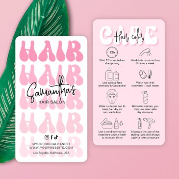 trendy hair color aftercare retro pink hairstylist business invitations