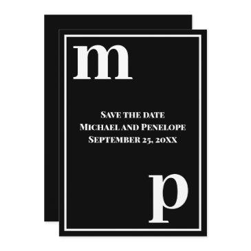 trendy lower case monogram black save the date  invitation