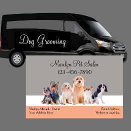 Small Trendy Modern Dog Salon Business Invitations Front View