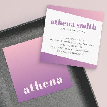 trendy modern pink purple gradient square business invitations
