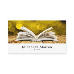 Small Trendy Open Book, Writers Business Invitations Front View