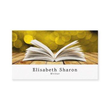 trendy open book, writers business invitations