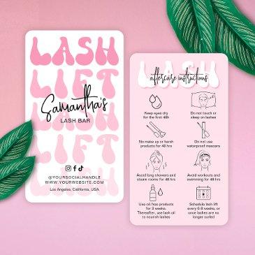 trendy pink lash lift & tint aftercare retro salon business invitations
