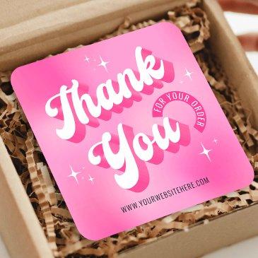 trendy pink logo groovy business thank you invitations