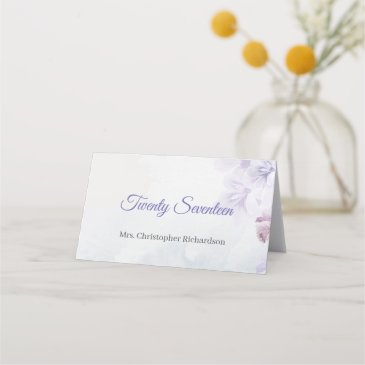 trendy rustic purple dusty blue mauve flowers plac place invitations