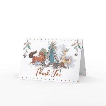 tribal woodland animals boy baby shower birthday thank you invitations