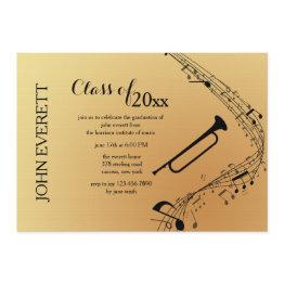 Small Trombone Musical Instrument Invitation Front View