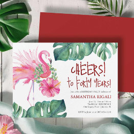 Small Tropical 40th Birthday Party Invitation Template Front View