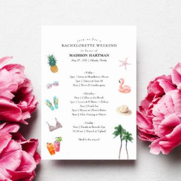 tropical bachelorette weekend itinerary invitation