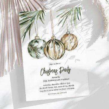 tropical baubles christmas party invitation