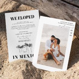 Small Tropical Beach Elopement Announcement Front View