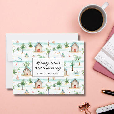 tropical beach happy home anniversary real estate postinvitations