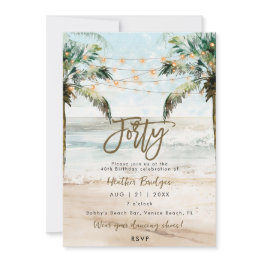 Small Tropical Beach Palms 40th Birthday Party Invitation Front View