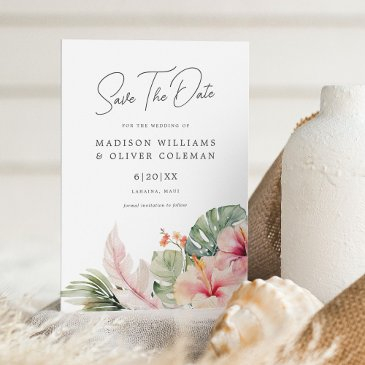 tropical botanicals wedding save the date invitation