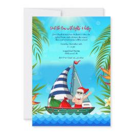 Small Tropical Christmas Boat Parade Invitation Front View