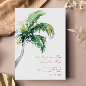 tropical christmas palm tropical moving rose gold foil holiday invitations