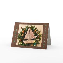 Small Tropical Coastal Seas & Greetings Beach Christmas Holiday Invitations Front View
