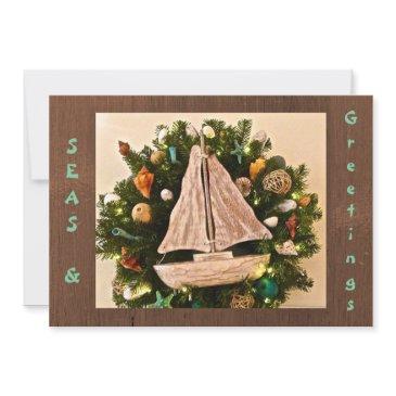 tropical coastal seas & greetings beach christmas holiday invitations