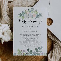 Small Tropical Eucalyptus Greenery Elopement Reception Invitation Front View